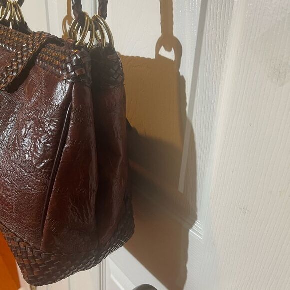 M.C. Brow synthetic Brown patchwork and braided shoulder/ crossbody bag. - Picture 7 of 13